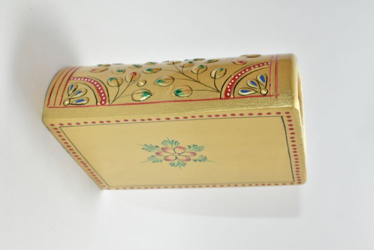 Wooden Card Holder Carved Painted 4 Inch 2
