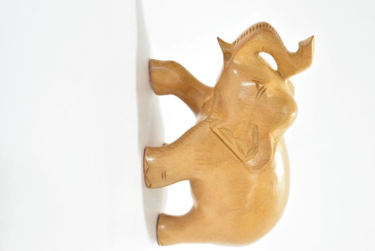 Wooden Elephant Carved Plain 2 Inch 2