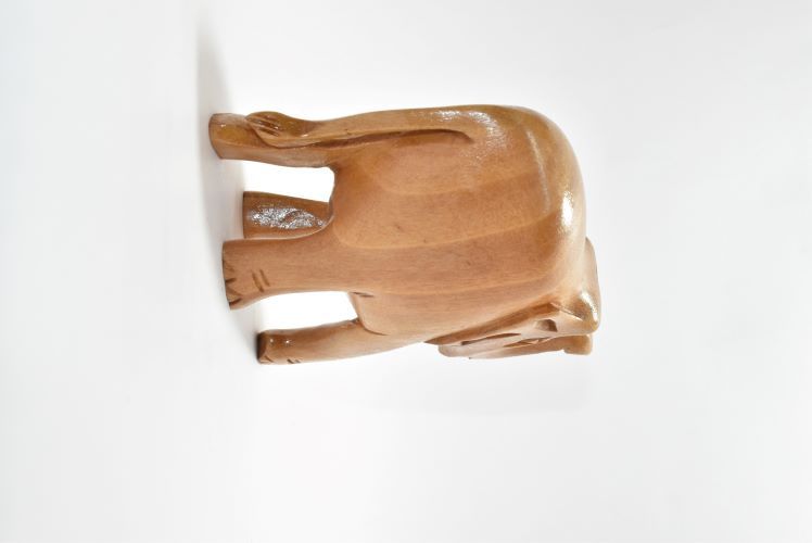 Wooden Elephant Carved Plain 3 Inch 2