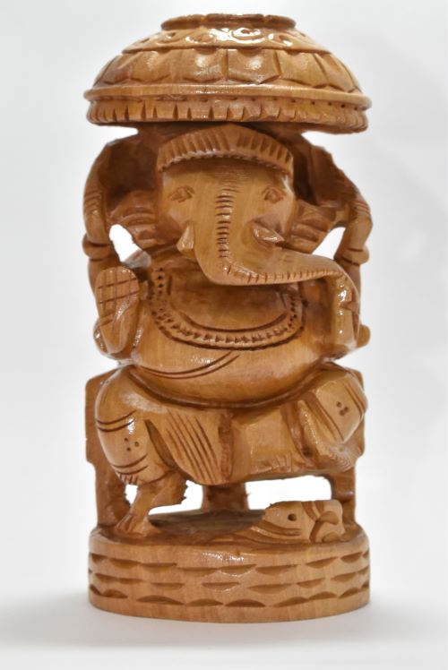 Wooden Ganesha Carved 5 Inch 1