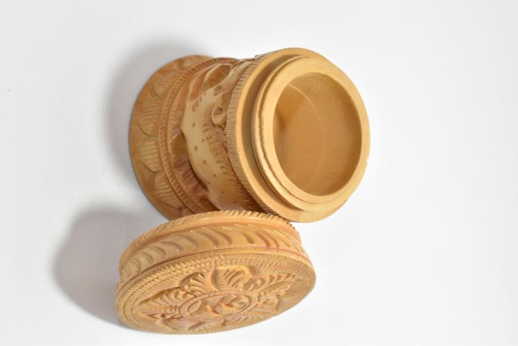 Wooden Jewellary Box Carved 2 Inch 2