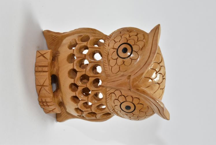 Wooden Owl Carved Jali 2-5 Inch Wsb008 2