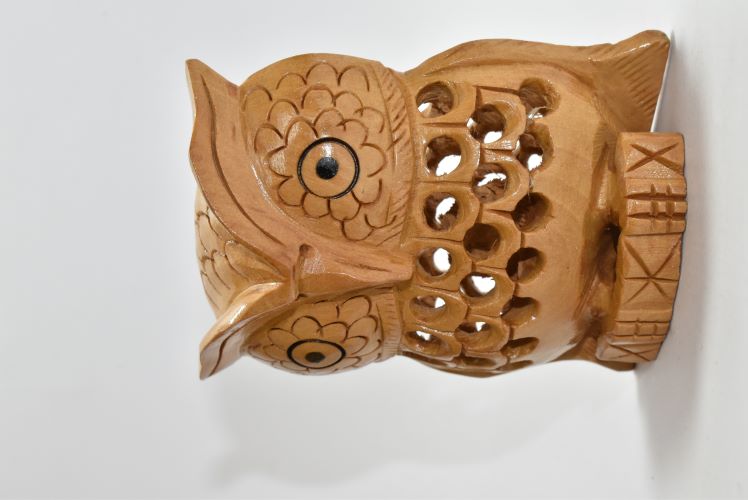 Wooden Owl Carved Jali 2-5 Inch Wsb008 3
