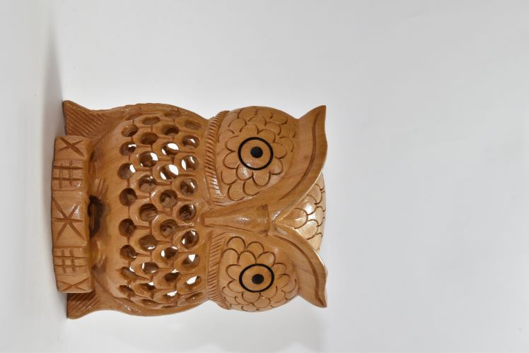 Wooden Owl Carved Jali 3 Inch Wsb009 1
