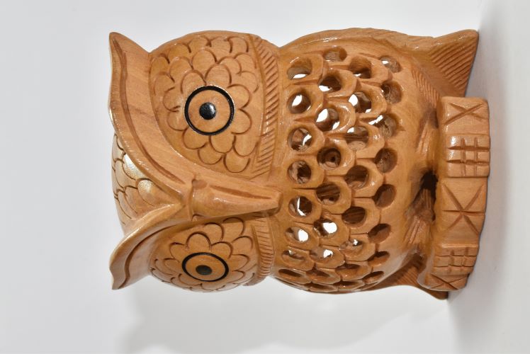 Wooden Owl Carved Jali 3 Inch Wsb009 2