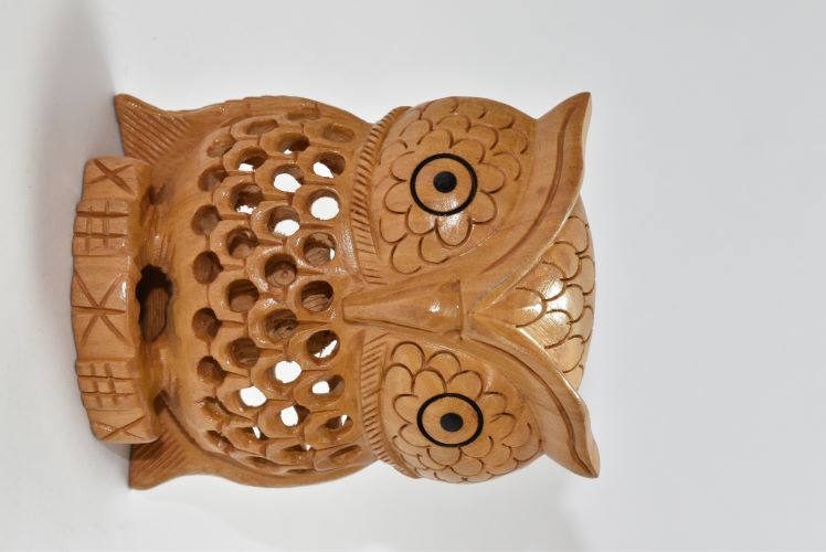 Wooden Owl Carved Jali 3 Inch Wsb009 3