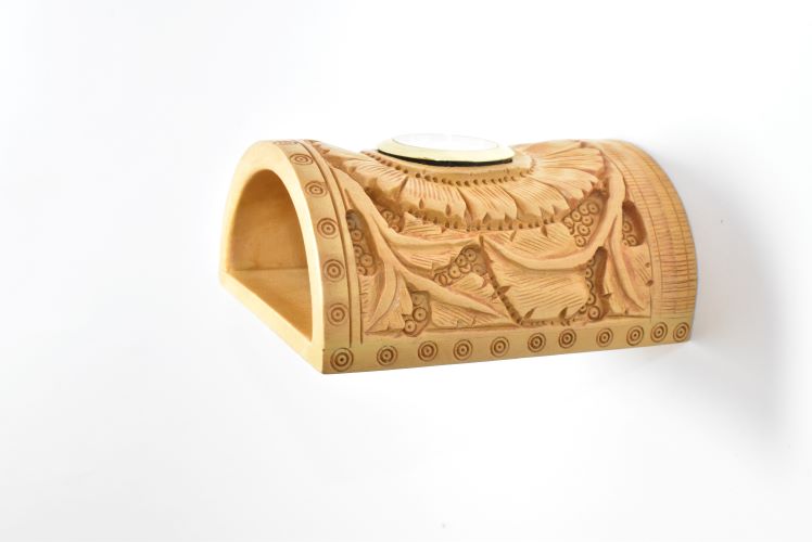 Wooden Pen Stand Carved Watch 4 Inch 3